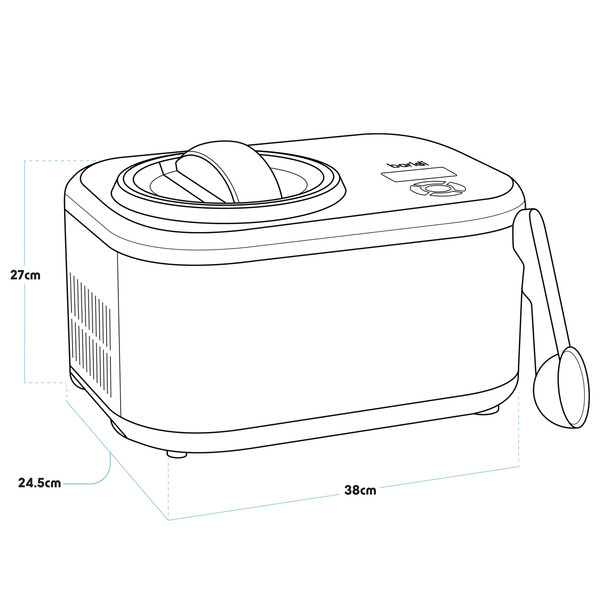 Sealey DH240 Baridi Automatic Churning Ice Cream Machine 1.5L - Black