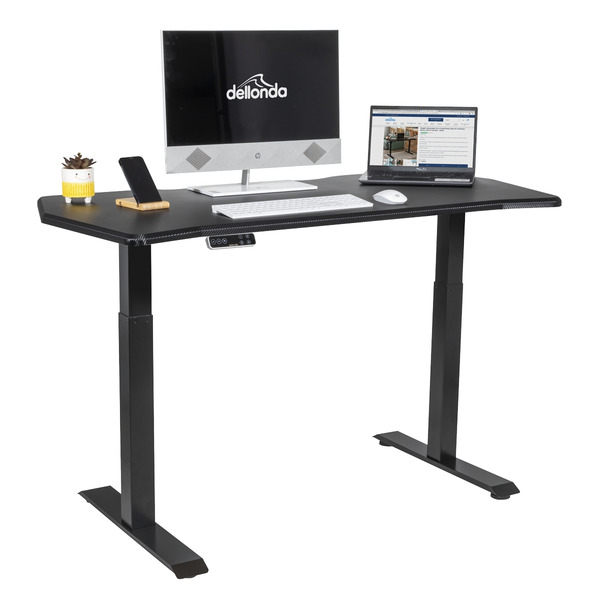 Sealey Dellonda Carbon Fibre Effect Electric Height Adjustable Standing Desk, 1400 x 700mm Dual Motor 100kg