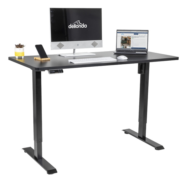 Sealey Dellonda Black Electric Height Adjustable Standing Desk with Memory, Quiet, 1400x700mm