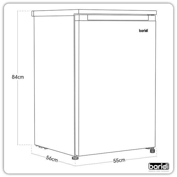 Sealey DH250 Baridi 55cm Undercounter Freezer with Adjustable Thermostat 85L - White