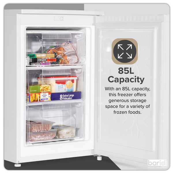 Sealey DH250 Baridi 55cm Undercounter Freezer with Adjustable Thermostat 85L - White