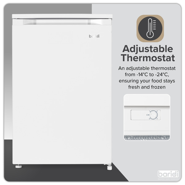 Sealey DH250 Baridi 55cm Undercounter Freezer with Adjustable Thermostat 85L - White