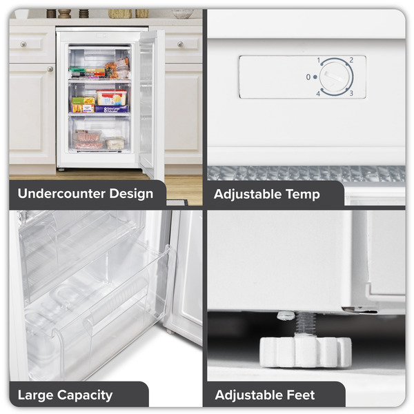 Sealey DH250 Baridi 55cm Undercounter Freezer with Adjustable Thermostat 85L - White