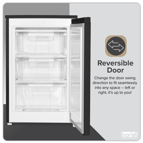 Sealey DH251 Baridi 55cm Undercounter Freezer with Adjustable Thermostat, 85L - Black