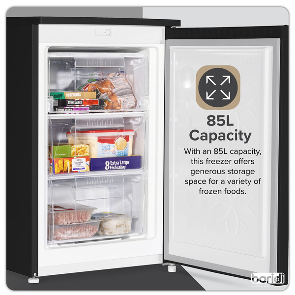 Sealey DH251 Baridi 55cm Undercounter Freezer with Adjustable Thermostat, 85L - Black