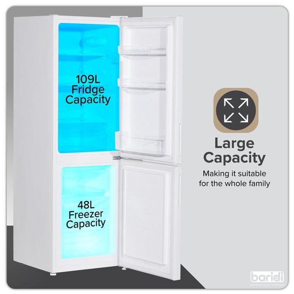 Baridi 70/30 Low Frost Fridge Freezer 157L Capacity - White