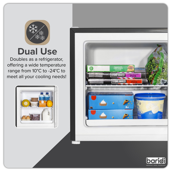 Sealey DH255 Baridi Mini Tabletop Fridge/Freezer, 31L Capacity - Black