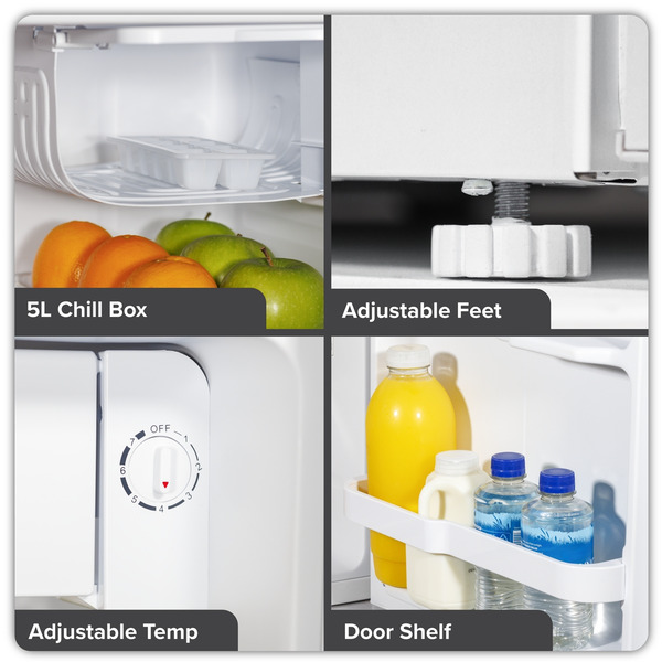 Sealey DH256 Baridi Tabletop Fridge with Ice Box, 46L Capacity, Adjustable Thermostat - White