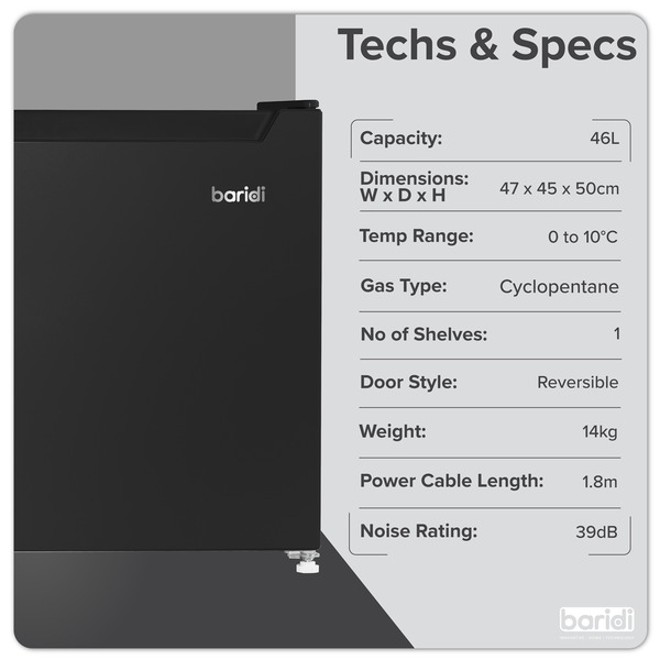 Sealey DH257 Baridi Tabletop Fridge with Ice Box, 46L Capacity