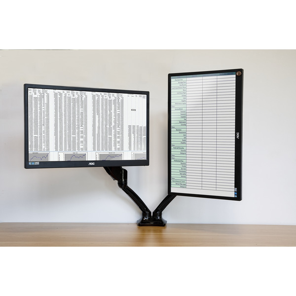 Sealey DH25 Dellonda Adjustable Double Monitor Arm with 360� Rotation - Black