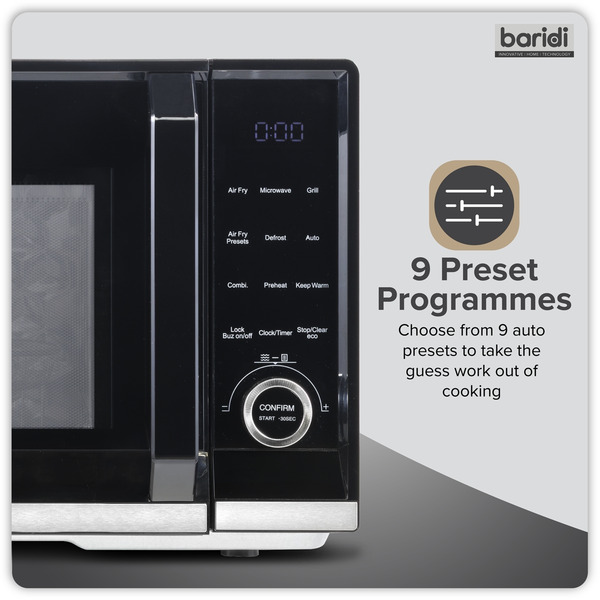 Sealey DH277 Baridi 7-in-1 Air Fryer Microwave & Grill, 28L Capacity - Black