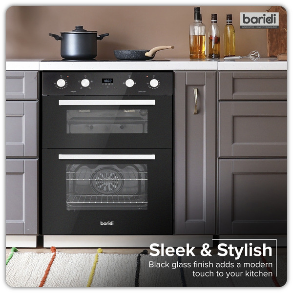 Sealey DH278 Baridi 72cm Built-Under Double Oven, 74L Capacity, Energy Rating A - Black