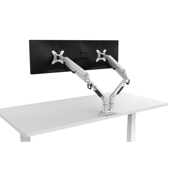 Sealey DH27 Dellonda Adjustable Double Monitor Arm with 360° Rotation - White