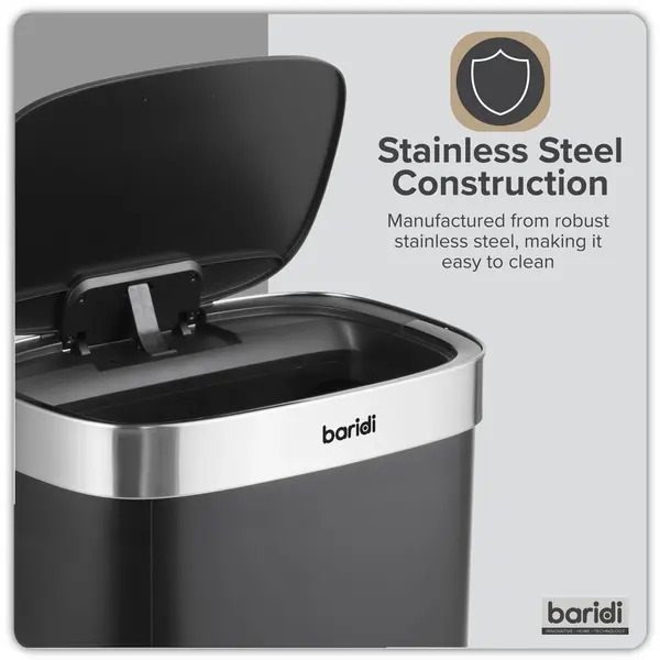 Sealey DH281 Sensor Bin 50L - Black/Stainless Steel