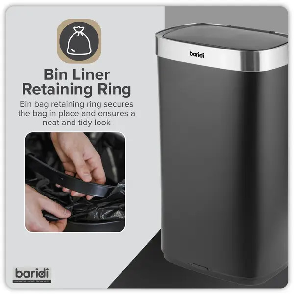 Sealey DH283 Sensor Bin 80L - Black/Stainless Steel