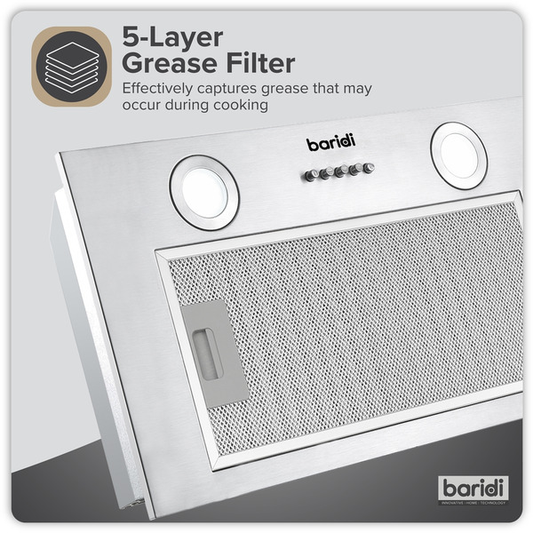 Sealey DH284 Baridi Cooker Hood with 5 Layer Filter 52cm - Stainless Steel