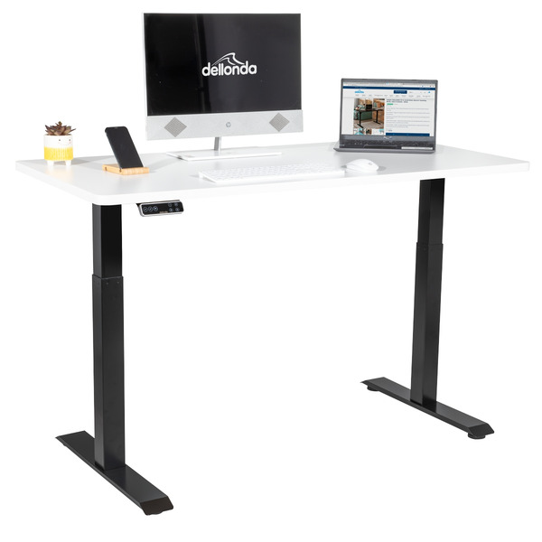 Sealey Dellonda White Electric Height Adjustable Standing Desk, 1400 x 700mm Dual Motor 100kg