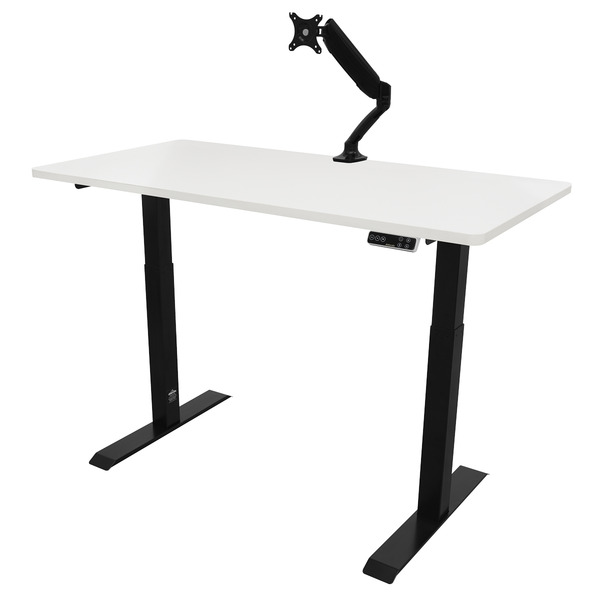 Sealey Dellonda White Electric Height Adjustable Standing Desk, 1400 x 700mm Dual Motor 100kg