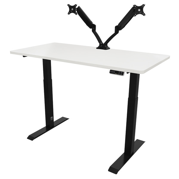 Sealey Dellonda White Electric Height Adjustable Standing Desk, 1400 x 700mm Dual Motor 100kg