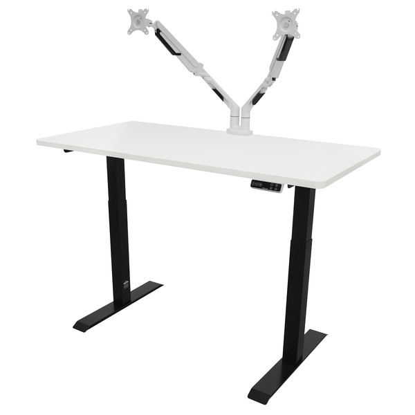 Sealey Dellonda White Electric Height Adjustable Standing Desk, 1400 x 700mm Dual Motor 100kg