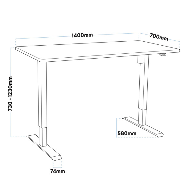 Sealey Dellonda Oak Electric Height Adjustable Standing Desk, 1400 x 700mm Dual Motor 100kg