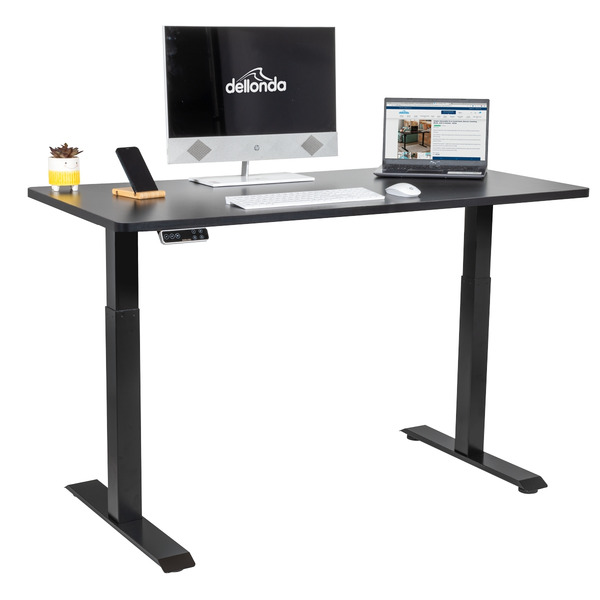 Sealey Dellonda Black Electric Height Adjustable Standing Desk, 1400 x 700mm Dual Motor 100kg