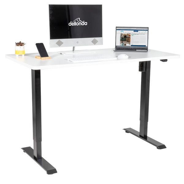 Sealey Dellonda Single Motor Ultra-Quiet Adjustable-Height Electric Sit/Stand Desk - White Desktop
