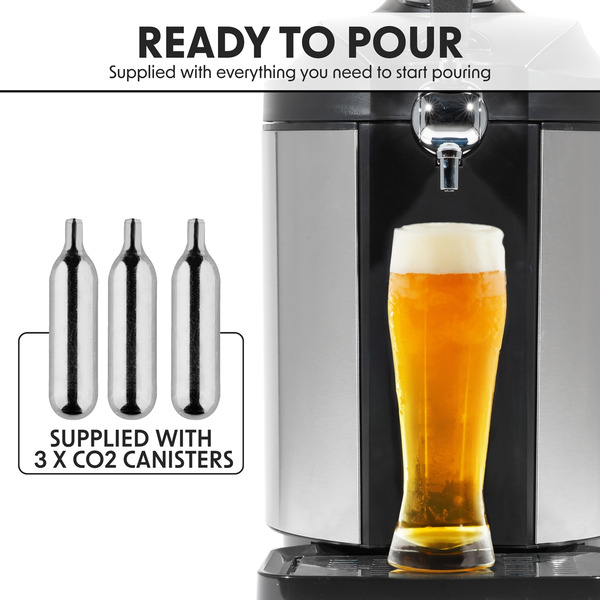 Sealey DH49 Baridi Mini Keg Draft Beer Dispenser Tap with Integrated Cooling 5L Capacity
