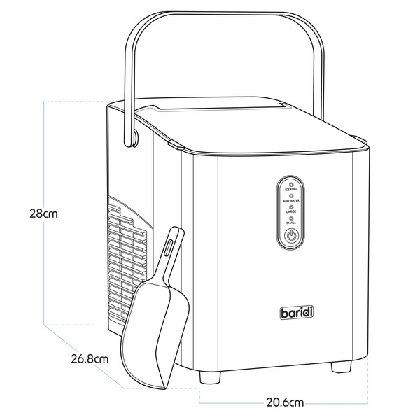 Sealey DH52 Baridi Ice Cube Maker with LED Display & 10 Minute Freeze