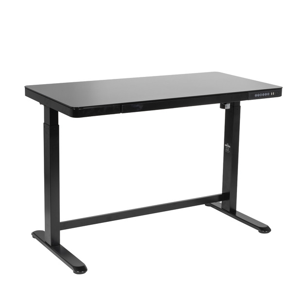 Sealey Dellonda Single Motor Ultra-Quiet Electric Desk with Control Panel, USB Port & Drawer - Black Desktop