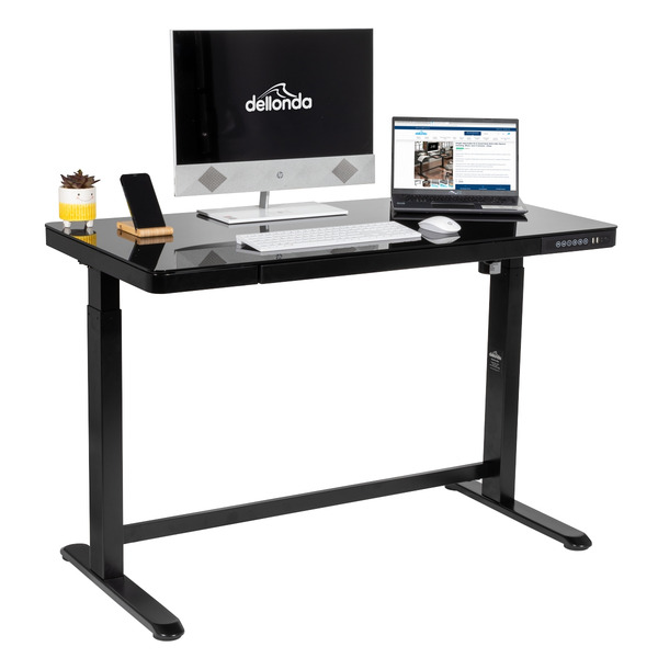 Sealey Dellonda Single Motor Ultra-Quiet Electric Desk with Control Panel, USB Port & Drawer - Black Desktop