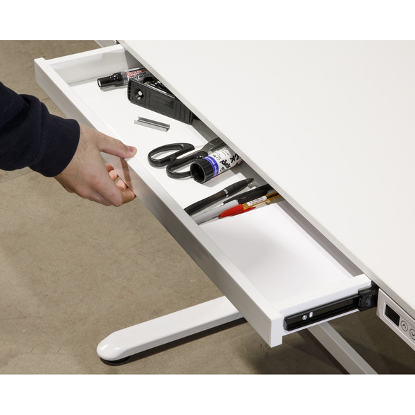 Sealey Dellonda Single Motor Ultra-Quiet Electric Desk with Control Panel, USB Port & Drawer - White Desktop