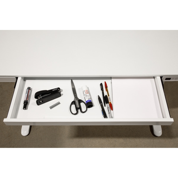 Sealey Dellonda Single Motor Ultra-Quiet Electric Desk with Control Panel, USB Port & Drawer - White Desktop
