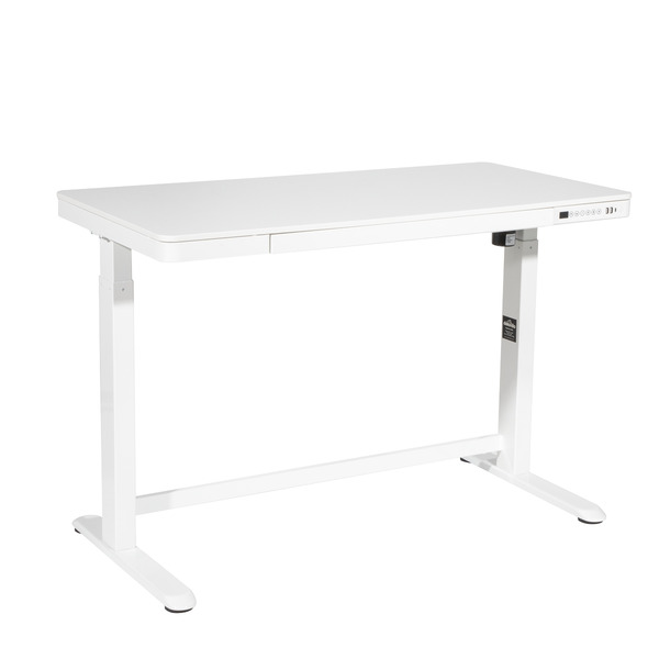 Sealey Dellonda Single Motor Ultra-Quiet Electric Desk with Control Panel, USB Port & Drawer - White Desktop