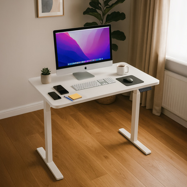Sealey DH56 Dellonda Single Motor Ultra-Quiet Adjustable-Height Electric Sit/Stand Desk - White Desktop