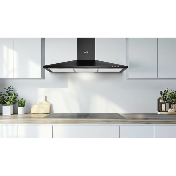 Sealey DH59 Baridi Cooker Hood, Chimney Style with Carbon Filters 90cm - Black