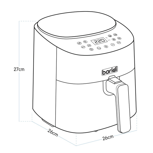 Sealey DH60 Baridi Single Zone Air Fryer with 8 Preset Functions 3.5L Capacity