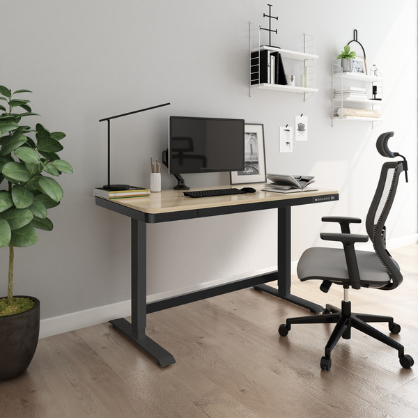 Sealey DH65 Dellonda Single Motor Ultra-Quiet Electric Desk with Control Panel, USB Port & Drawer - Oak Desktop