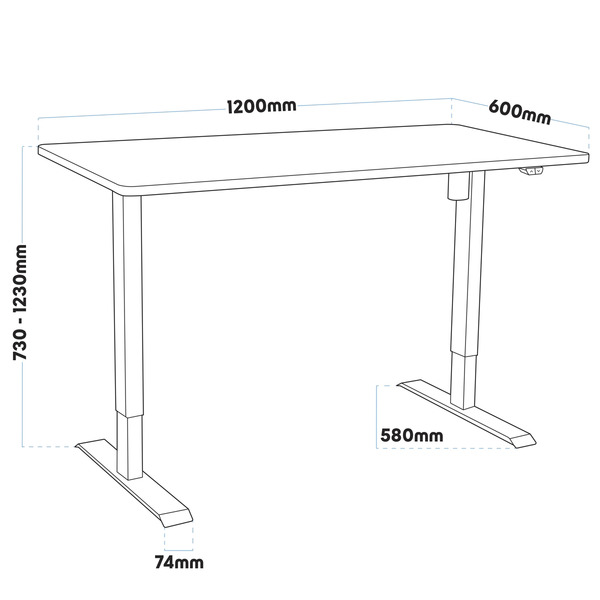 Sealey Dellonda Single Motor Ultra-Quiet Adjustable-Height Electric Sit/Stand Desk - Oak Desktop