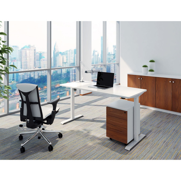 Sealey DH67 Dellonda Single Motor Ultra-Quiet Adjustable-Height Electric Sit/Stand Desk - White Desktop