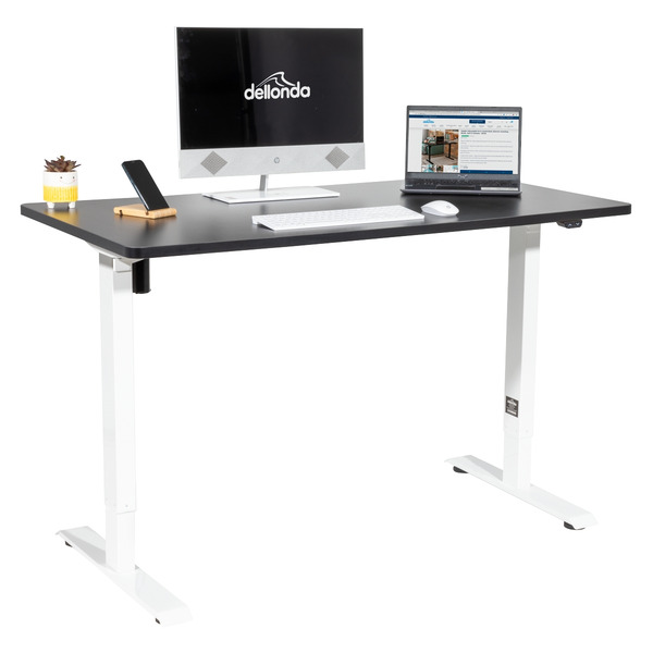 Sealey DH69 Dellonda Single Motor Ultra-Quiet Adjustable-Height Electric Sit/Stand Desk - Black Desktop