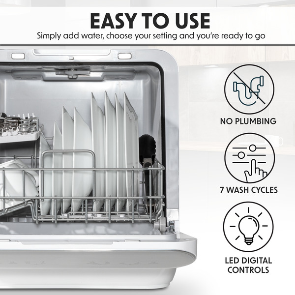 Baridi Tabletop Dishwasher 3 Place Settings 6L Capacity