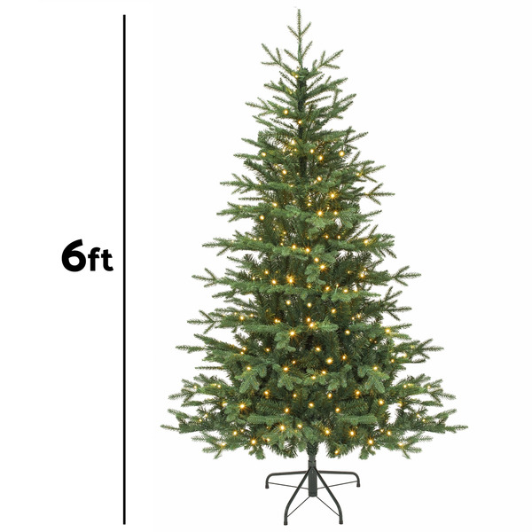 Sealey DH81 Dellonda Pre-Lit Hinged Christmas Tree with 270 Warm White LED Lights 6ft(180cm)