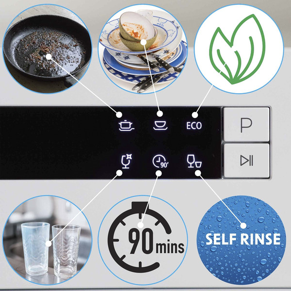 Baridi Tabletop Dishwasher 8 Place Settings 8L Capacity - White
