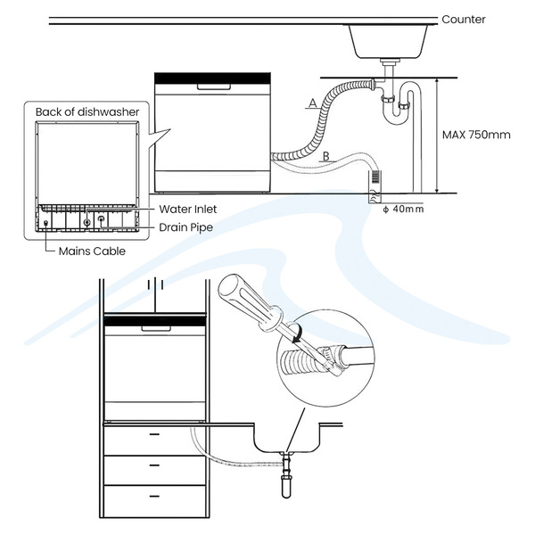 Baridi Tabletop Dishwasher 8 Place Settings 8L Capacity - Silver