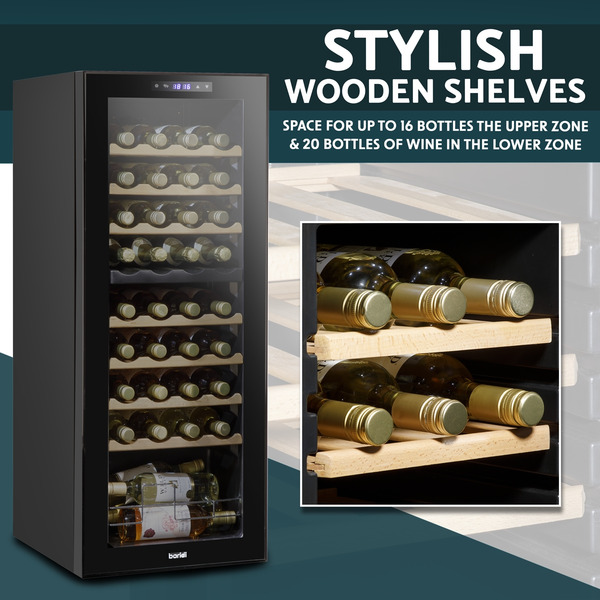 Baridi 36 Bottle Dual Zone Wine Fridge & Cooler
