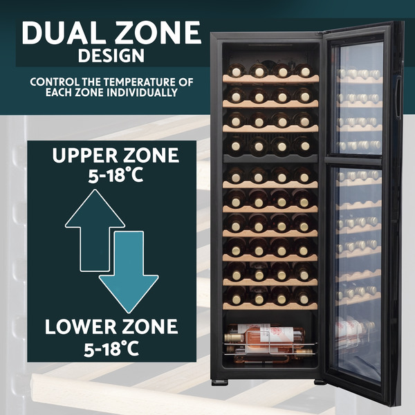 Baridi 44 Bottle Dual Zone Wine Fridge & Cooler