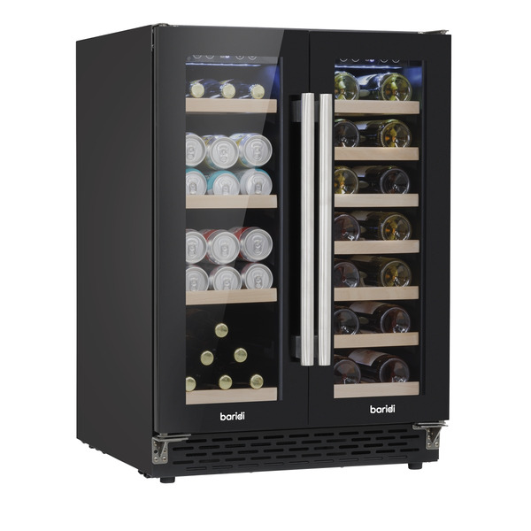 Sealey DH96 Baridi 40 Bottle/120 Can Under-Counter/Freestanding Dual Zone Wine Fridge & Cooler 60cm