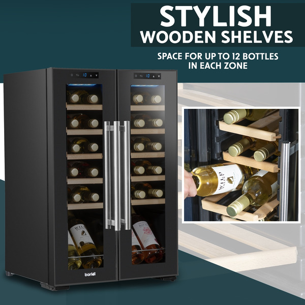 Baridi 24 Bottle Dual Zone Wine Fridge & Cooler