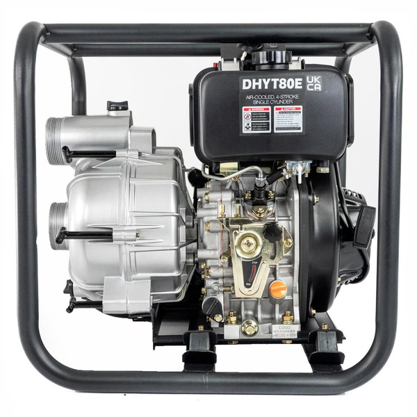 Hyundai DHYT80E 80mm 3 Electric Start Open Frame Diesel Trash Water Pump, 25m Total Head, 6m Lift, 880min Flow Rate, 6hp, 296cc